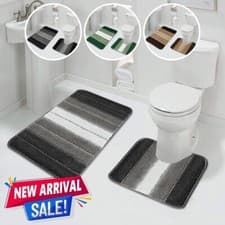 Image of Non Slip Bath Mat Extra Large Bathroom Rug Water Absorbent Toilet Pedestal Mat
