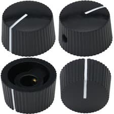 Image of 6.4mm Round Hole Ridged Rotary Control Knob with Line Indicator