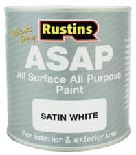 Image of Rustins ASAP All Purpose Surface Interior Exterior Satin Paint 500ml - White