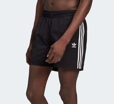 Image of ADIDAS ORIGINALS 3 STRIPES SWIM SHORTS BLACK 3 STRIPES UK S LAST 1 NEW MENS