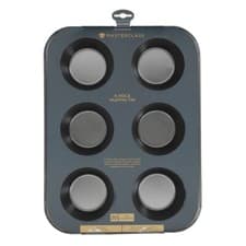 Image of Muffin Cake Baking Tray 6 Extra Large Hole Non Stick Sheet American Masterclass