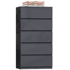 Image of HOMCOM Bedroom Chest of Drawers, 5 Drawers Dresser, Drawer Unit, Grey