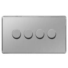 Image of BG Nexus Brushed Steel Screwless Flatplate Switches & Sockets Satin Chrome Grey