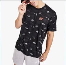 Image of Adidas Originals Men's AOP All-Over Logos T-Shirt, Black HM6220 RARE. Size 2XL