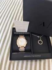 Image of Armani Exchange Ladies Dress Watch and Necklace Gift Set AX7161SET