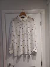 Image of Mint Velvet Ivory White Tiger Print Blouse Shirt Size 18 Uk NWOT