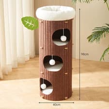 Image of Cat Kitten Scratcher Multi Layer Storey Cylinder Climbing Tree House Tower Nest