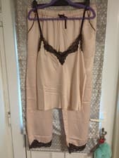 Image of Boux Avenue Everly lace Cami & Pant Set Size UK 18 Champagne