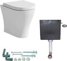 Image of Back To Wall Toilet BTW WC Pan Soft Close Seat Concealed Cistern Flush Button