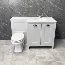 Image of Bathroom Vanity Suite 1300mm Marble Worktop Light Grey Toilet Unit Salisbury