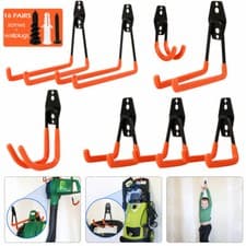 Image of Heavy Duty Garage Wall Hooks Pack of 8 Storage Hooks Wall Brackets Hanger