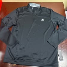 Image of Adidas Mens Black Equipment Golf Club 1/4 Pip Pullover Activewear Top Size XL