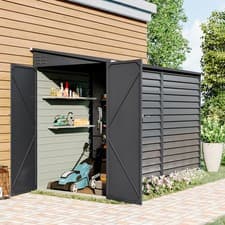 Image of Steel Garden Shed Equipment Store Outdoor Tools Storage Box Leaning 10FT Sheds