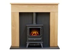 Image of Adam Innsbruck Stove Fireplace in Oak with Hudson Electric Stove in Black, 45 In