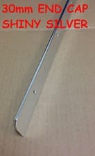 Image of Kitchen Worktop Edging Trim SHINY SILVER END CAP 30mm with screws *CHEAP DEAL*