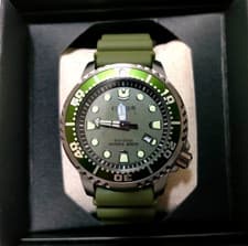 Image of CITIZEN PROMASTER BN0157-11X Green MARINE Diver Eco-Drive Men Wrist Watch Gift