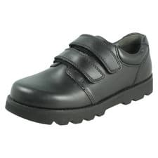 Image of Boys Startrite Leather Dual Strap Smart Formal Black Plain School Shoes "Parker"