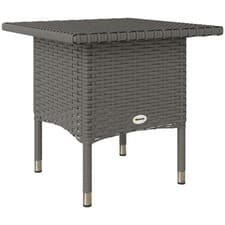 Image of Rattan Side Table, Outdoor Coffee Table with Plastic Board Under the Full Woven