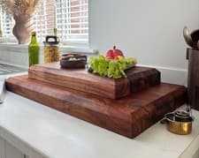 Image of Sussex Professional Chef Large Wood Chopping Board Cutting Block - Bevelled Edge