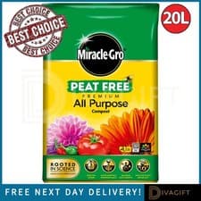 Image of MIRACLE GRO ALL PURPOSE COMPOST SOIL 20L PEAT FREE FOR ALL FLOWERS & PLANTS NEW