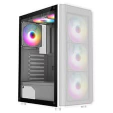 Image of CIT Delta Midi ATX Gaming PC Case Mid Tower 6 x RGB Fans Tempered Glass White 01