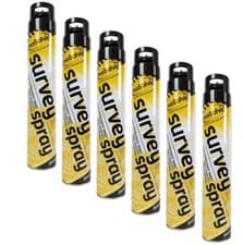Image of 6 x BLACK SURVEY LINE MARKING MARKER PAINT AEROSOL SPRAY CAR PARK ROAD FIELD