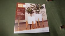 Image of Inside Outside Ceramic Plant Pots with Bamboo Stands Set of 2 Planters