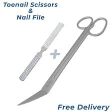 Image of Toe Nail Scissors (Extra Long Handle) for Chiropody & Podiatry + Free Nail File