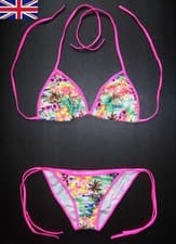 Image of Floral BIKINI Women's Bright Coloured Swimsuit Side Tie & Adjustable Top Holiday