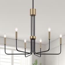 Image of 6-Light Black and Gold Chandelier Modern Chandeliers for Dining Room Candle F...