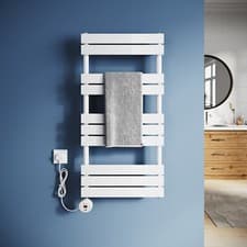 Image of Electric Towel Radiator Thermostatic Wifi Bathroom Heated Designer Flat Panel