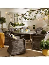 Image of Florida 6-Seater Dining Set with Lazy Susan Stylish Outdoor Furniture Grey