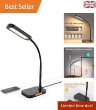 Image of 12W Dimmable LED Desk Lamp with Touch Control and USB Port for Seamless Study