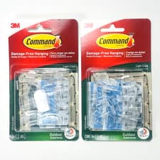 Image of (2 Pack) 3M Command Outdoor Light Clips Damage-Free Hanging 16 Clips & 20 Strips