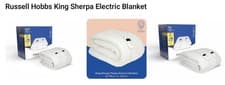 Image of Russell Hobbs Electric Blanket, Sherpa Fleece Heated King Fitted Underblanket
