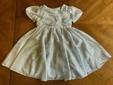 Image of Monsoon baby girl Occasion dress BLUE GOLD FOIL SPOT PARTY WEDDING 6-12 MTH WOW!