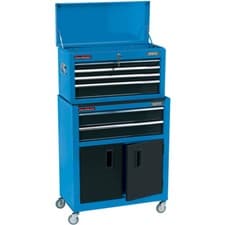 Image of Draper Combined Portable Garage Roller Cabinet and Tool Chest Blue Storage Bin