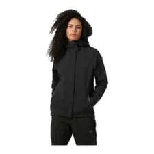 Image of RRP �200 HELLY HANSEN WOMENS JUELL STORM INSULATED WINDPROOF BLACK RAIN JACKET
