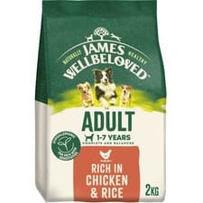 Image of 2kg James Wellbeloved Natural Adult Complete Dry Dog Food Chicken & Rice