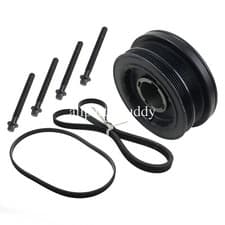 Image of 1*Crankshaft Pulley+4*Bolts+2*Belts for BMW 330D 325D 525D 530D 535D 635D 730D