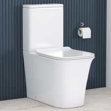 Image of Back to Wall Rimless Close Coupled Toilet WC Bathroom Soft Close Seat, Cistern