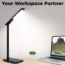 Image of Modern Desk Lamp Led Dimmable Office Workspace Table Light Black Type C USB Port