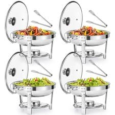 Image of 5QT/6QT Chafing Dish Buffet Set Round Stainless Steel Food Warmer For Party