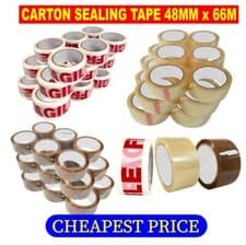 Image of Clear Brown Parcel Tape Strong Packing Carton Sealing Tape 48mm x 66m 1 6 12 36
