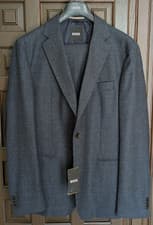 Image of HUGO BOSS C-Huge Stretch Wool Suit, Dark Blue Textured, Size 46 R