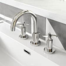 Image of Nuie Aztec Deck Mounted 3 Tap Hole Basin Mixer Tap Swivel Spout Modern Bathroom