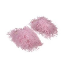 Image of Ladies/Womens Pink Fluffy Furry Sheep Fur Shearling Winter Slippers