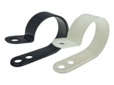 Image of Black & White Nylon Plastic P Clips - High Quality Fasteners for Cable & Tubing
