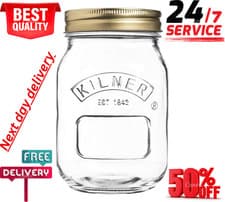Image of Kilner Preserve Jar 0.5L (500Ml) round Glass Screw Top Lid Preservation Storage 