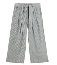Image of M&S LINEN WIDE TROUSER CROPPED PURE LINEN BELTED SUMMER PANT HOLIDAY LADIES
